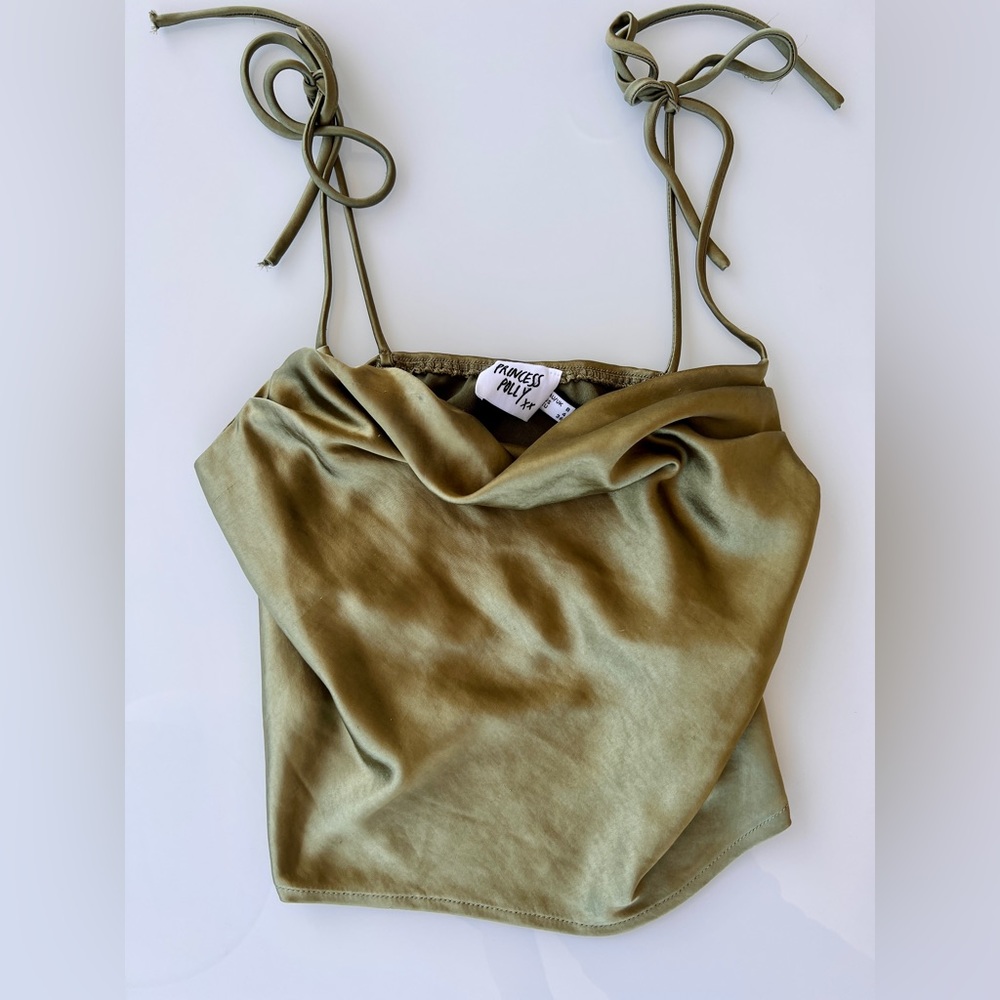 Princess Polly Green Satin Tank (Like New)
